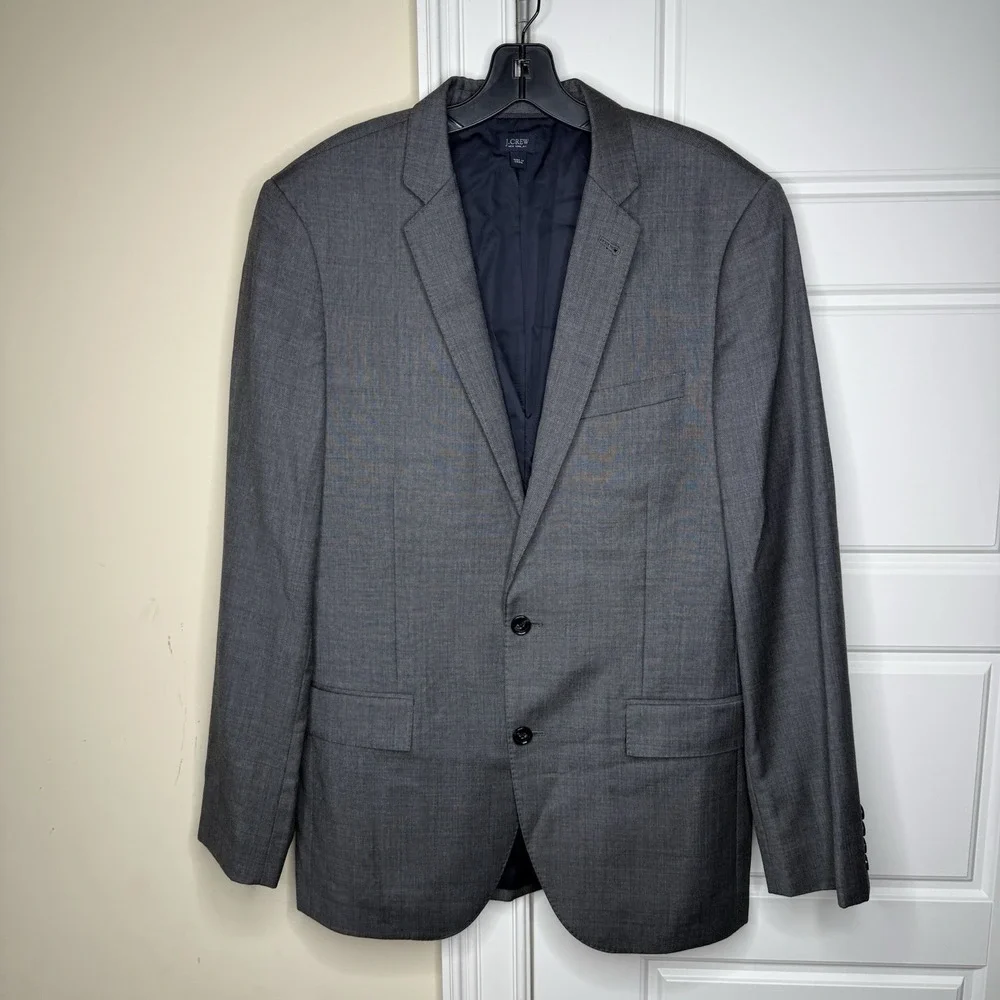 J Crew Ludlow Jacket Suit Mens 40L Grey Tollegno 1900 Italian Wool Blazer 11707